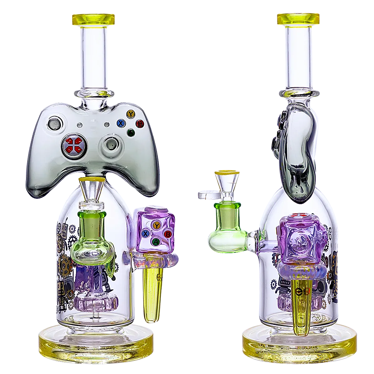 Cheech Game Controller Joystick With Ghost Perc Tank Shaped Waterpipe (CHE-380) | 15 inches | Assorted Colors product image